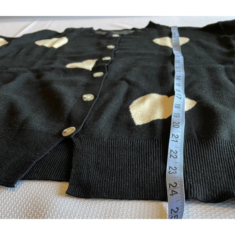 Womans Knit Cardigan Button Down Open Front Sweater with Beige Hearts Size Large - Picture 12 of 14